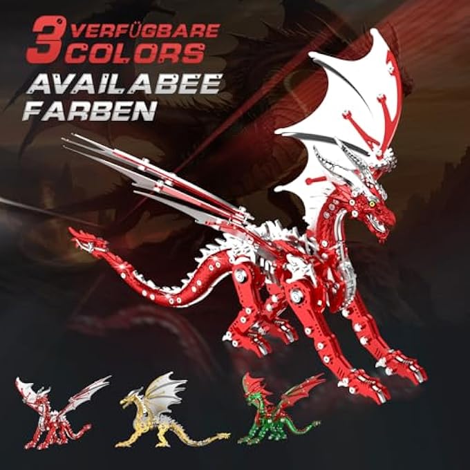 3D PUZZLES FOR ADULTS, METAL DINOSAUR PUZZLE BUILDING SET, COLLECTIBLE MECHANICAL ENGINEERING CRAFTS FOR HOME OFFICE DECORATION & GIFT (RED) - Image 2